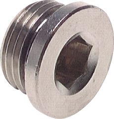 Plug G1/8", binnenzeskant, kraag, O-ring, Messing vernikkeld, 16 bar