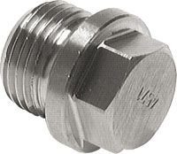 Plug G3/4", zeskante kop, kraag, RVS AISI 316L, 16 bar