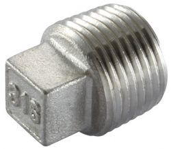 Plug R1/8", vierkante kop, RVS AISI 316L, 16 bar