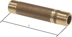 Pijpnippel R1/2", L250, Messing, 16 bar