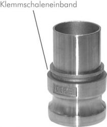 Camlock koppeling mannelijk (type E) 100 mm slangpilaar, RVS, 7 bar