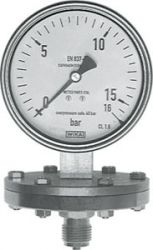 RVS Membraan manometer onderaansluiting &Oslash;100, 0 tot 1,6 bar, G1/2"