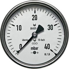 Manometer achteraansluiting &Oslash;63, -600 tot 0 mbar, G1/4"