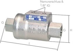Pneumatisch bediend coaxiaal ventiel G3/4" dubbelwerkend, NBR dichting